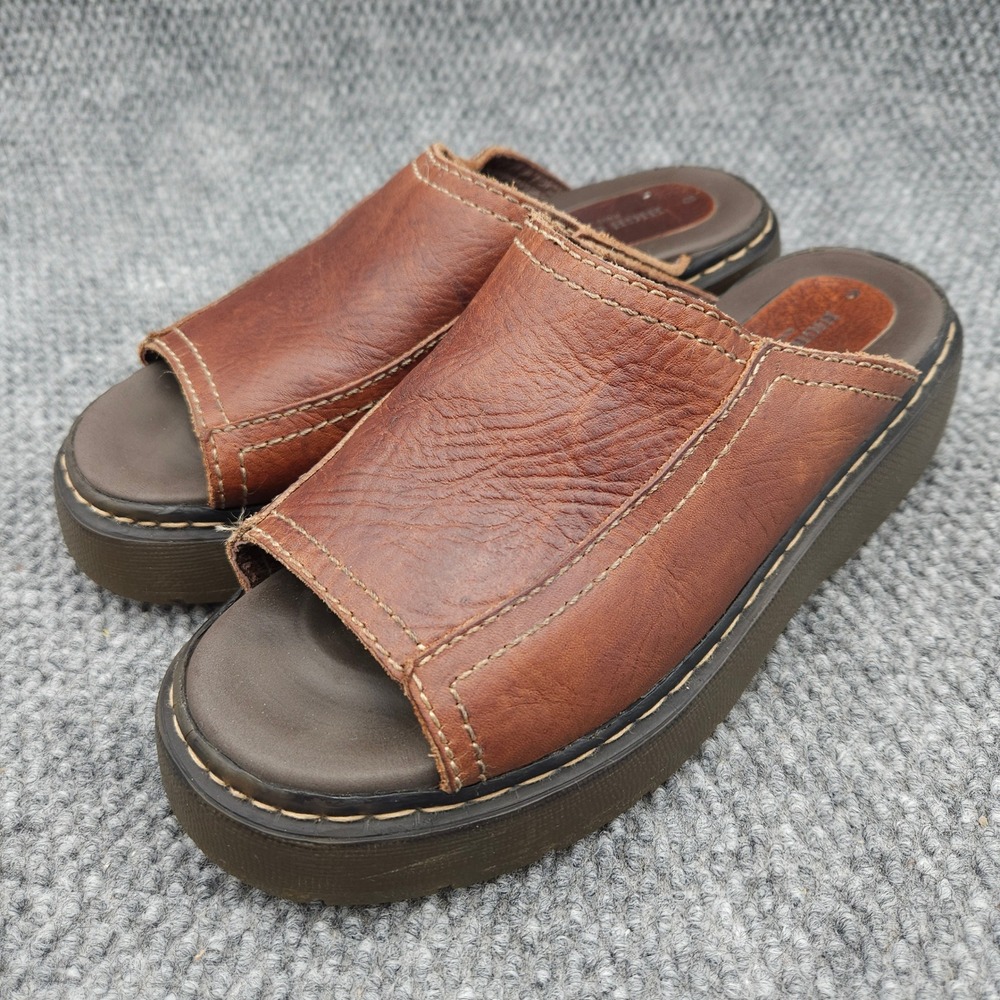 Vintage High Sierra Women's 8 Sandals Brown Leather Platform Slide Open Toe Y2K